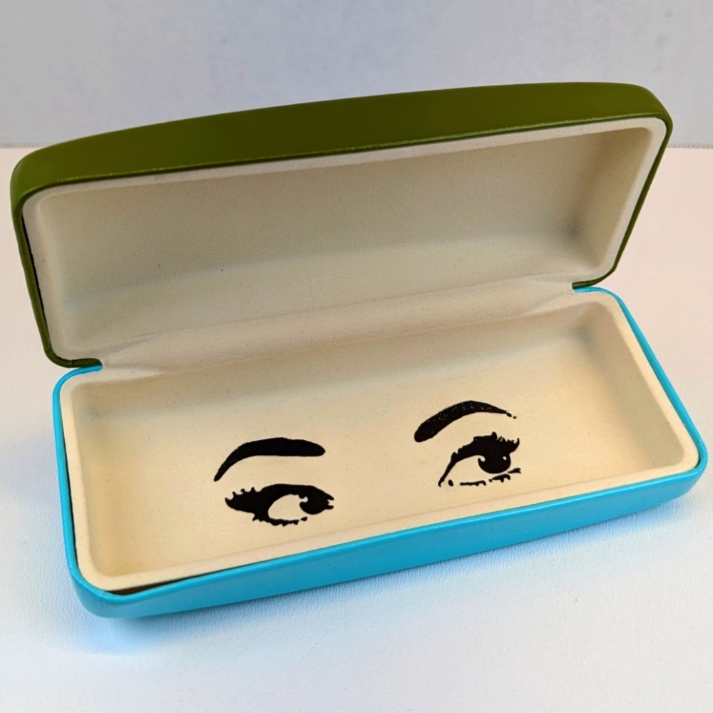 Kate Spade Eyeglasses / Sunglasses Case Green & Blue Hard Clamshell - Picture 4 of 6